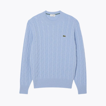 Lacoste Cable Knit Carded Wool Crew Neck Sweater
