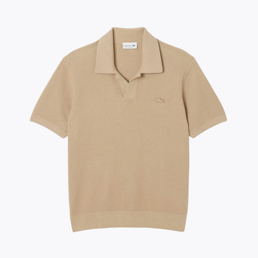 Lacoste Cotton Blend Open Polo Collar Sweater