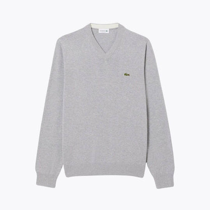 Lacoste Monochrome Cotton V-Neck Sweater