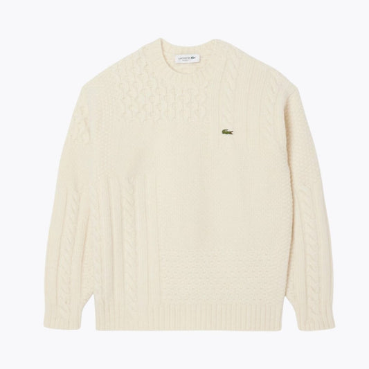 Lacoste Relaxed Fit Patchwork Effect Wool Sweater