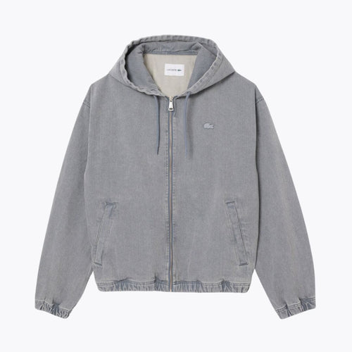 Lacoste Washed Effect Denim Hooded Jacket