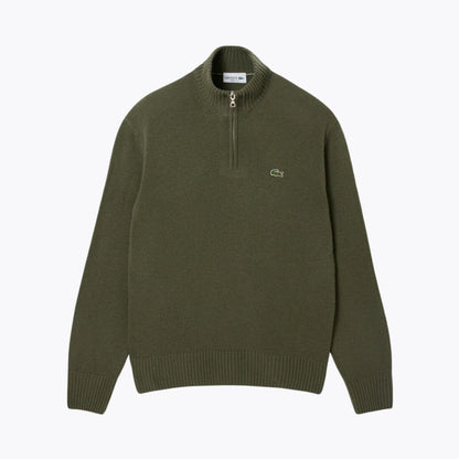 Lacoste Zipped High Neck Carded Wool Sweater