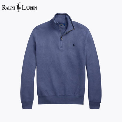 Ralph Lauren Mesh-Knit Cotton Quarter-Zip Sweater