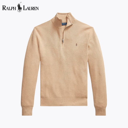 Ralph Lauren Mesh-Knit Cotton Quarter-Zip Sweater