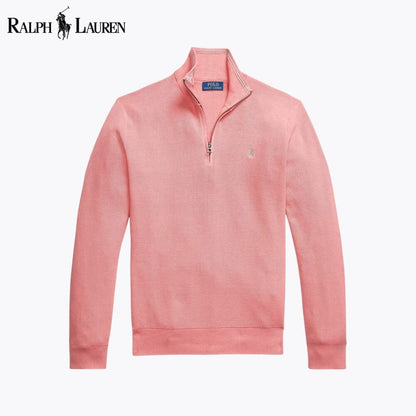 Ralph Lauren Mesh-Knit Cotton Quarter-Zip Sweater