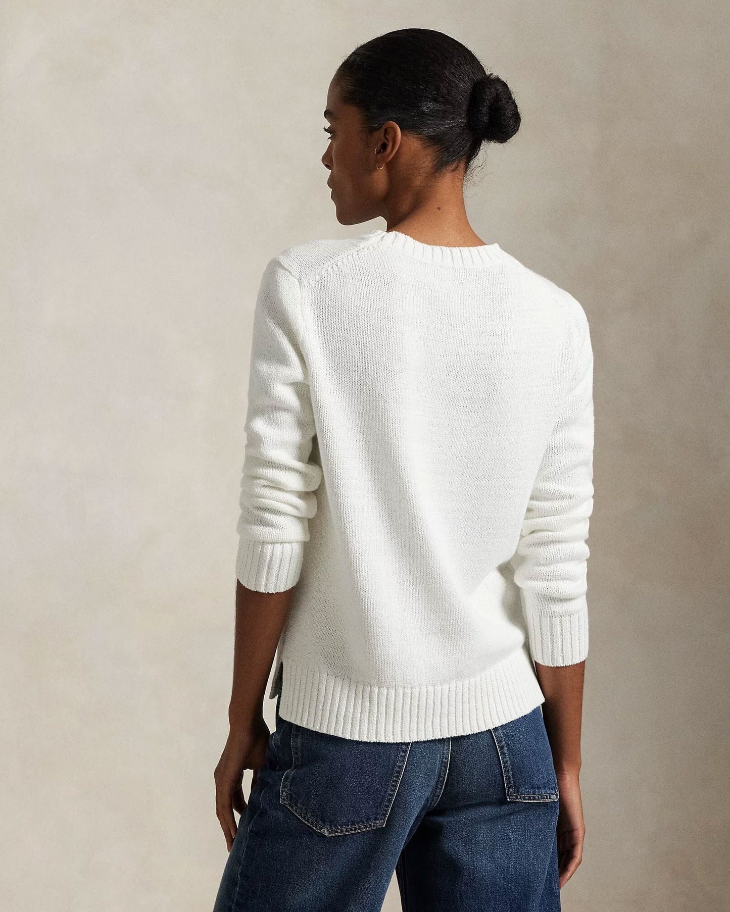 Ralph Lauren Polo Bear Crew Neck Sweater In Linen-Cotton Blend