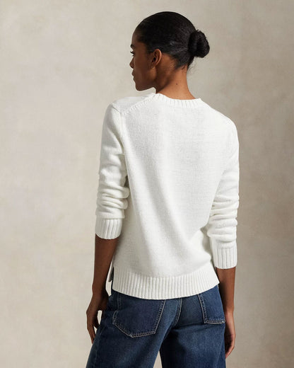 Ralph Lauren Polo Bear Crew Neck Sweater In Linen-Cotton Blend