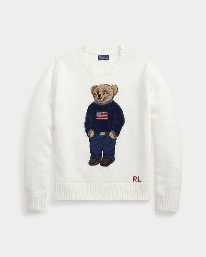 Ralph Lauren Polo Bear Crew Neck Sweater In Linen-Cotton Blend