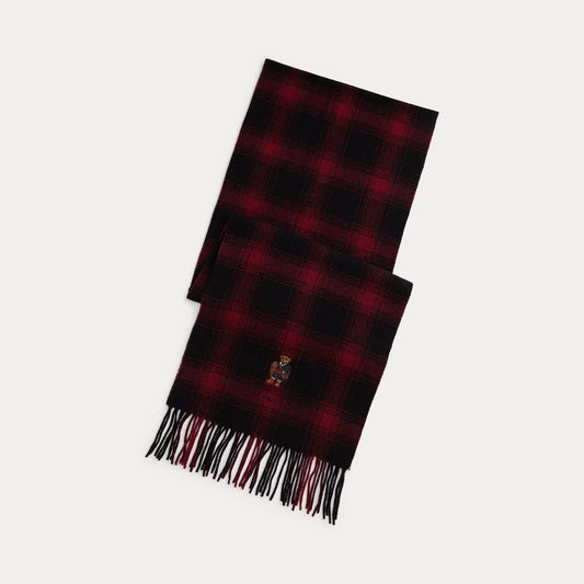 Ralph Lauren Polo Bear Plaid Wool Scarf
