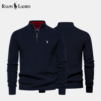 Ralph Lauren Zip Cable-Knit Wool Knit Sweater