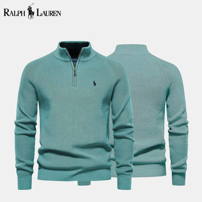 Ralph Lauren Zip Cable-Knit Wool Knit Sweater